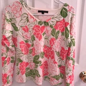 Green and pink floral sweater